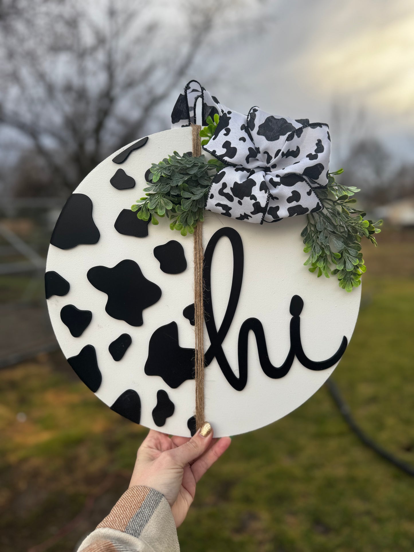 Cow Print Door Hanger
