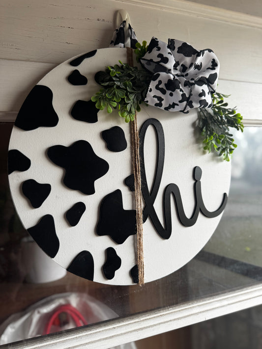 Cow Print Door Hanger